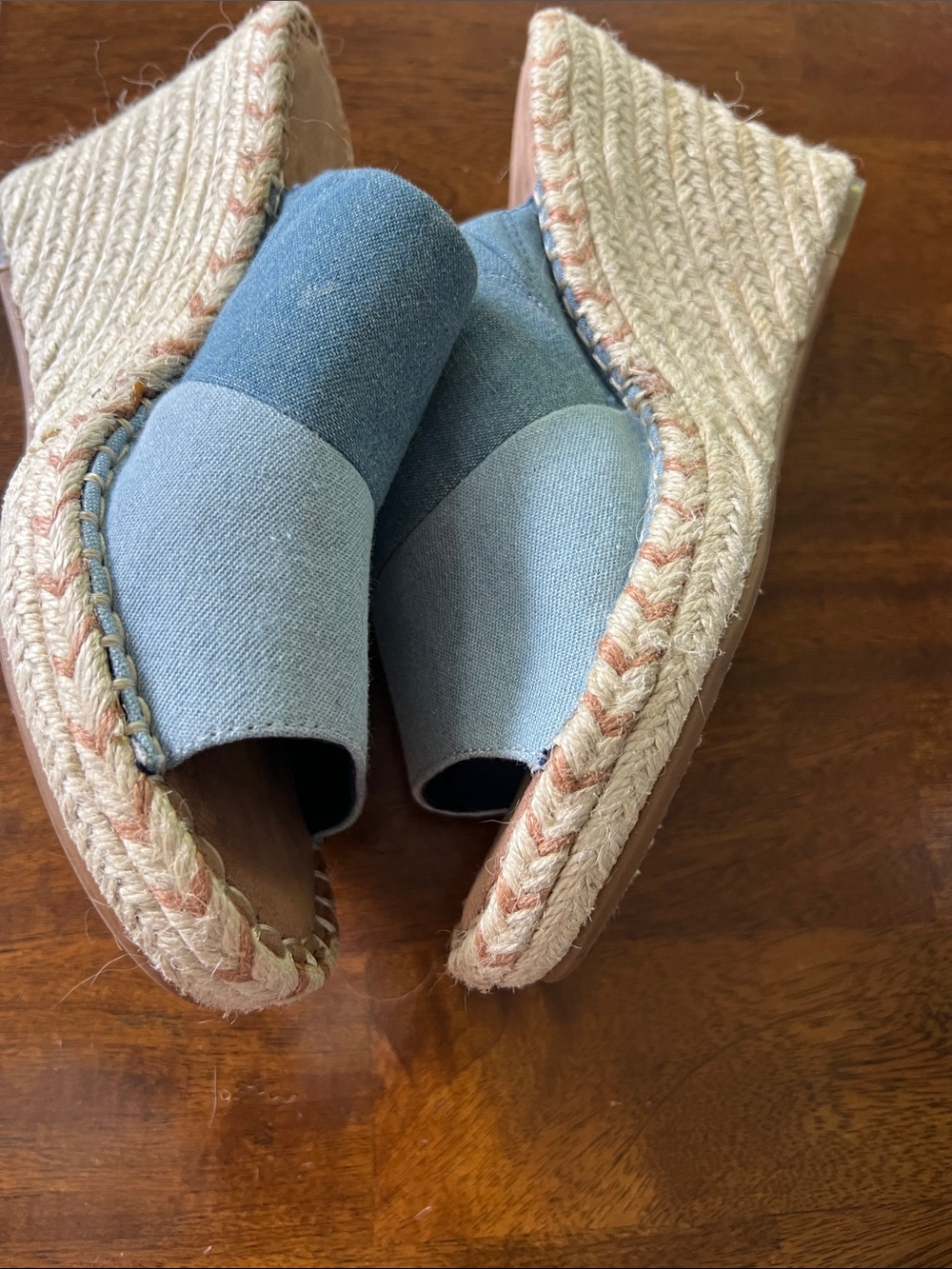 NWOT TOMS Monica Two-Tone Denim Blue Wedge Slide - Picture 5 of 8